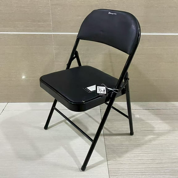MaagorVita Chairs,Vinyl-Padded Metal Steel Folding, Black, 1-Pack Chair