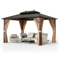 Gymax 10'x13' Patio Double-Roof Hardtop Gazebo w/ Galvanized Steel