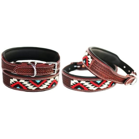 Small 13''- 17'' Dog Puppy Collar Genuine Cow Leather Padded Canine 6023