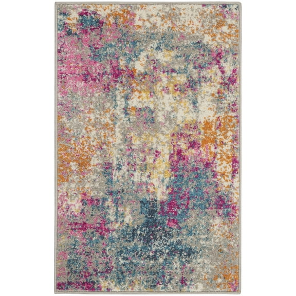 2â€™ x 3â€™ Ivory and Multi Abstract Scatter Rug