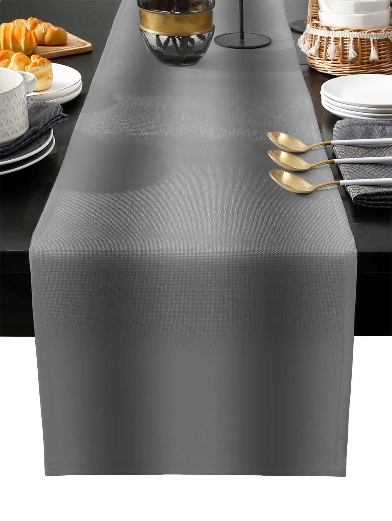 Black Ombre Cotton Linen Table Runner 18 x 72 inch Grey Modern Art Farmhouse Non-slip Rectangular Dining Table Decor for Wedding Party Holiday Dinner