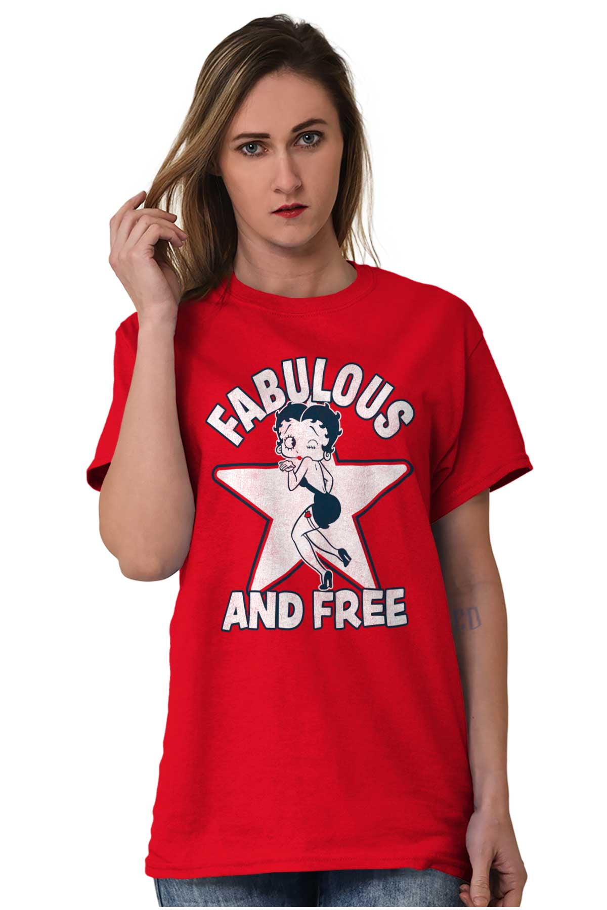 Betty Boop Cartoon Fabulous and Free Women's Graphic T Shirt Tees