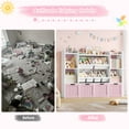 thumbnail image 2 of Hiphuta 3-tier 55"in Large Kids Bookcase with Toy Storage Organizer, Wood Toy Organizer of 6 Boxes & 4 Removable Drawers, Pink, 2 of 8