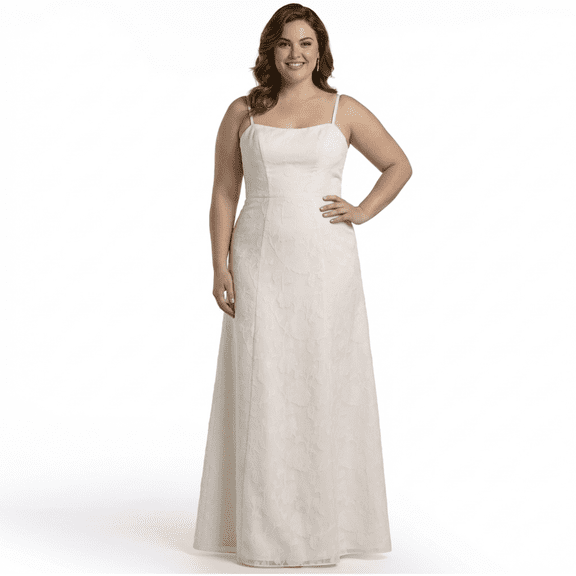 David’s Bridal, The Edit by DB Studio Women's Formal Spaghetti Strap A-Line Dress, Full Length, Jacquard