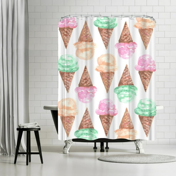 Americanflat Watercolor Ice Cream Cone, Ice Cream Cone Shower Curtain