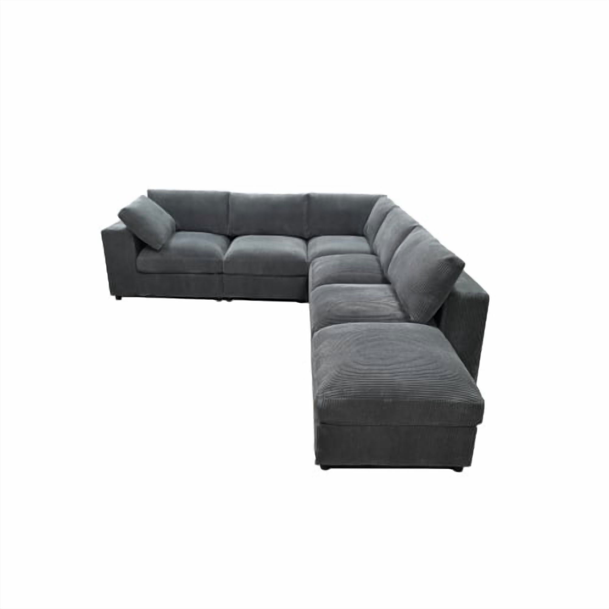Howcool Cloud Couch Modular Sectional Sofa 6 Seat 122" L Shaped Reversible Convertible Couch, Corduroy Thick Cushion with Storage Ottomans, Washable Removable Cover for Living Room,Grey