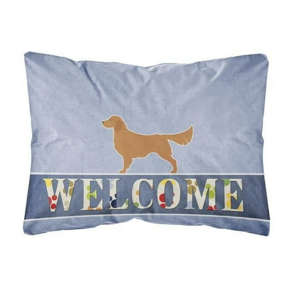 Carolines Treasures BB5508PW1216 Golden Retriever Welcome Canvas Fabric Decorative Pillow, 12H x16W, multicolor
