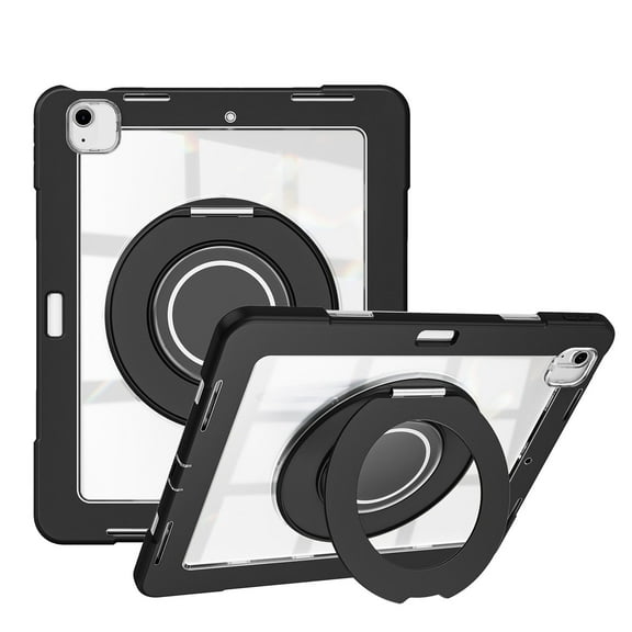 XYX Shockproof Tablet Case for iPad Air 13 inch M3 2025/iPad Air 13 inch M2 2024 with 360 Rotating Stand, Slim Lightweight with Pencil Holder, Black