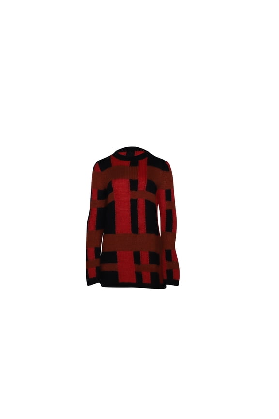 Pre-Owned Tod's Checkered Jumper in Red Mohair