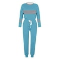 thumbnail image 4 of HAPIMO Women's Color Block Two Piece Pajamas Set Casual Long Sleeve Sweatshirt with Long Pants Loungewear Outfits Tracksuits Blue XXXXL, 4 of 5