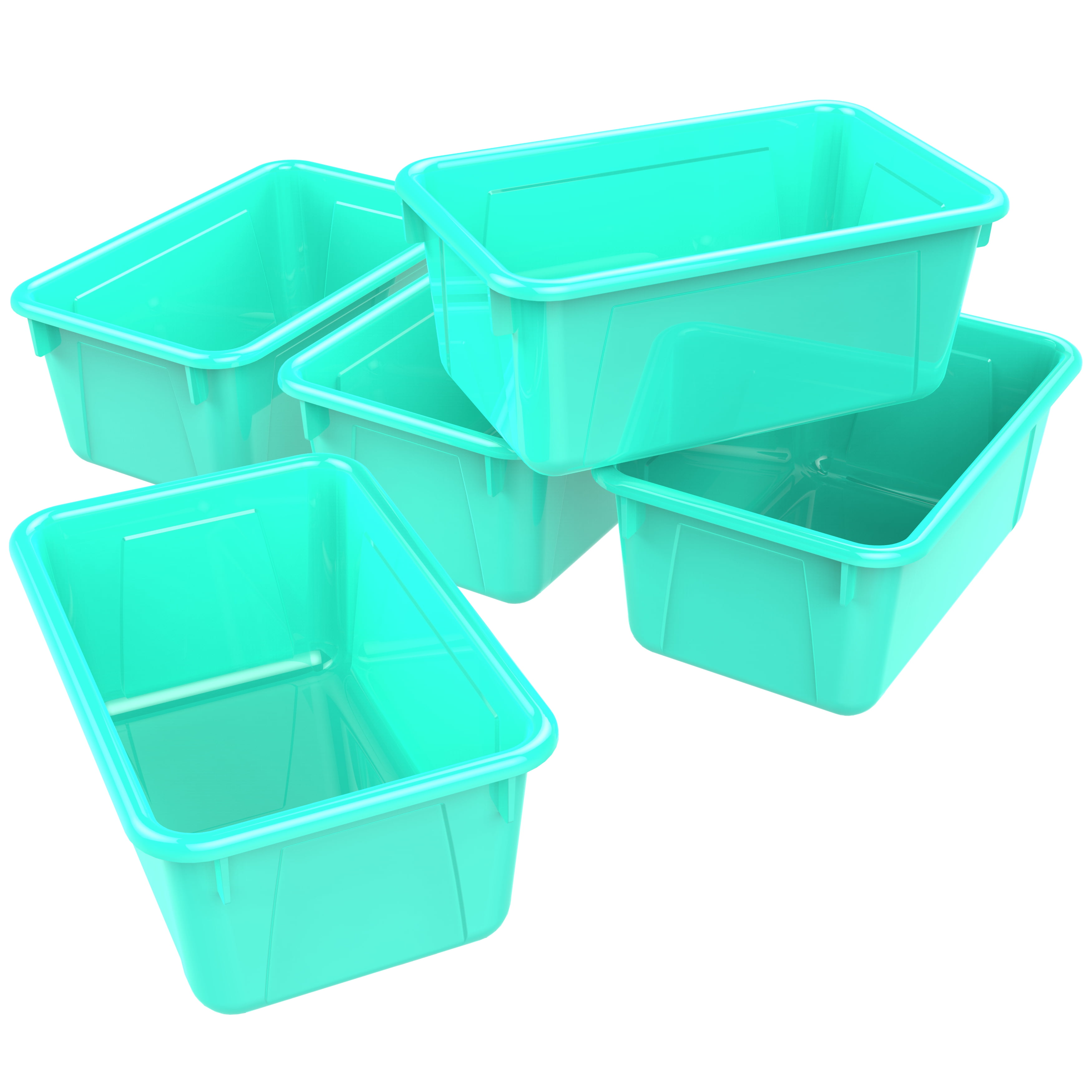 Storex Plastic Cubby Bin, Kids' Craft and Supply Storage, Teal, 5Pack