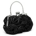 thumbnail image 2 of Eosunjian Women Fashion Rose Flower Pattern Faux Silk Handbag Bridal Clutch Bag for Wedding Evening Party, 2 of 13