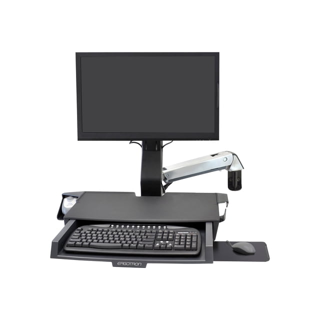 Ergotron StyleView - kit de Montage (Repose-Poignet, kit de Support de Rail, Plateau Coulissant pour Souris, Support de Réglage en Hauteur, Support de scanner de Codes-Barres et de Souris, Bras combo, surface de Travail avec Plateau pour Clavier) - pour Écran LCD / Équipement PC - Aluminium Poli - Taille de l'Écran : jusqu'à 24 Pouces