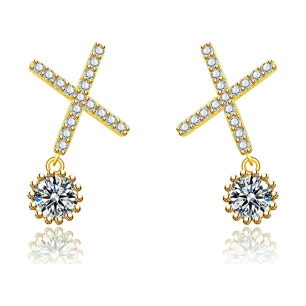 Superllamativas en forma de X para pendientes de diamantes de imitación Pendientes colgantes con borlas de diamantes
