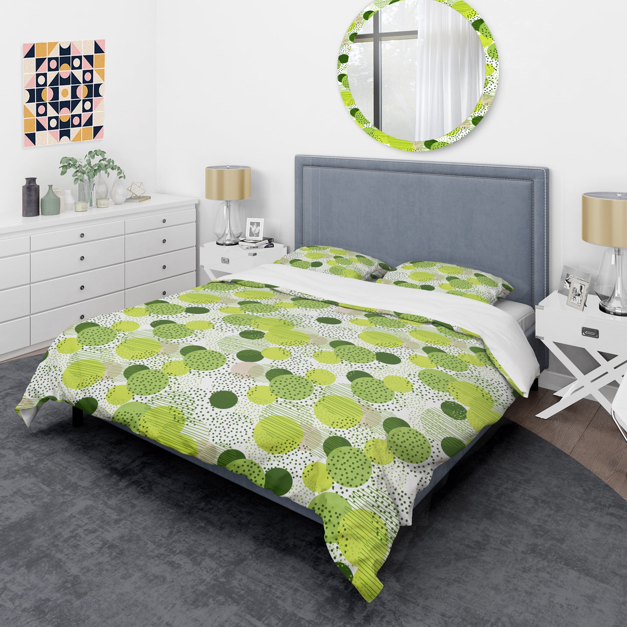 Designart 'Circular Abstract Retro Geometric X' Mid-Century Modern Duvet Cover Set