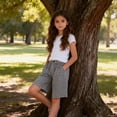 thumbnail image 6 of Babcutegg Girls' Casual Cotton Linen Shorts with Multi Pockets High Waist Clothes Black Size 9, 6 of 10