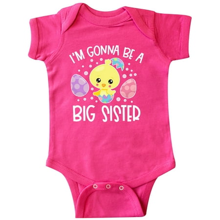 

Inktastic Easter I m Gonna Be a Big Sister with Purple and Pink Eggs Gift Baby Girl Bodysuit