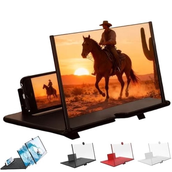 Phone Screen Magnifier 10 Inch, 3D Ultra HD Foldable Projector Enlarger for Cell Phone, Mobile Phone Magnifier for Movies Gaming（2026 New, Black）