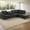 Black- Linen, variant on L-Shaped Leather Sectional Sofa with Chaise, Modular Tufted Couch Nail-Head Lounge Sofa for Living Room, Black