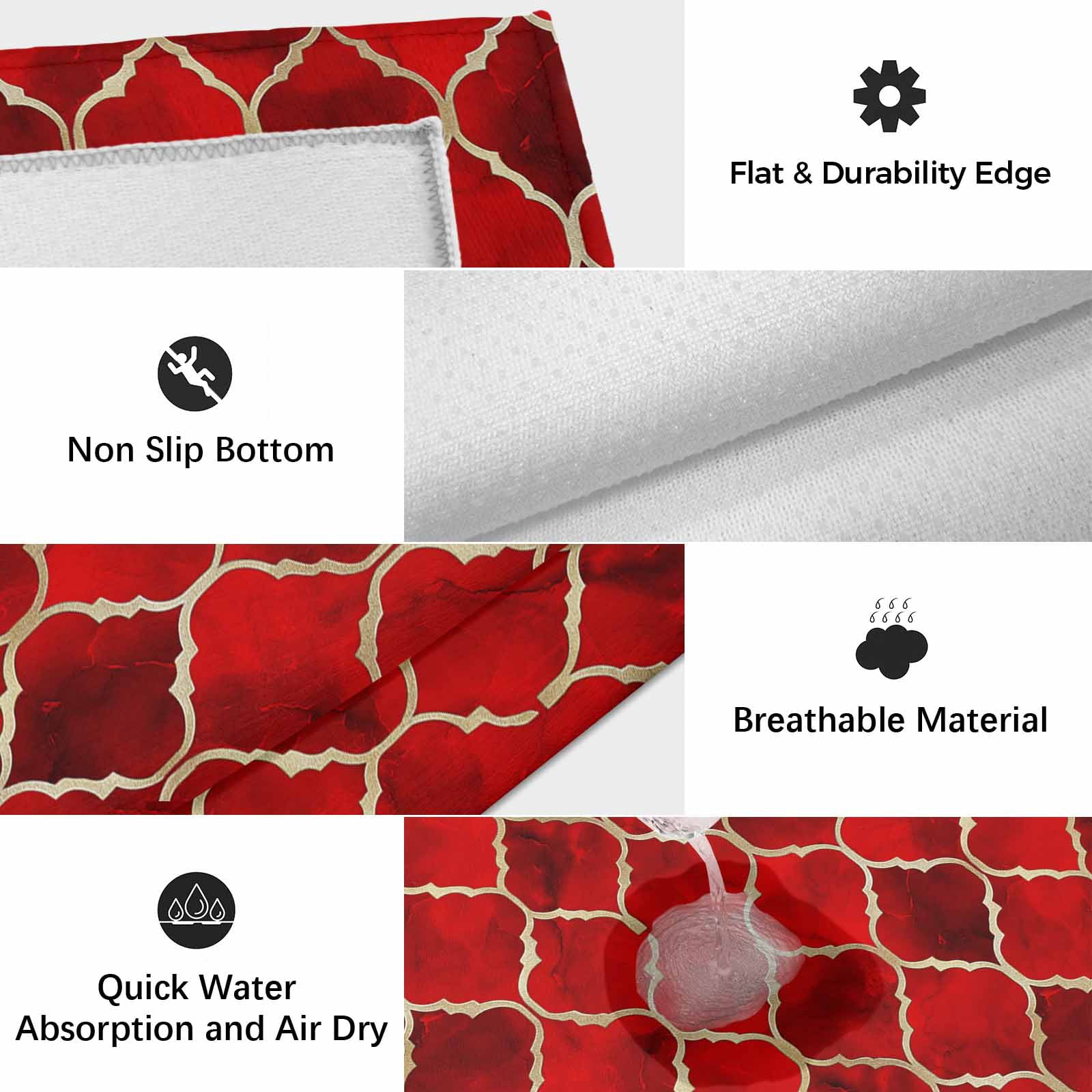 Outdoor Rug 3x5 ft Deep Red Marble Outdoor Large Area Rug Non Slip Rubber Lattice Modern Art Front Door Mat RV Rug Camping Carpet Patio Outdoor Rugs for Backyard Balcony Deck Porch Indoor