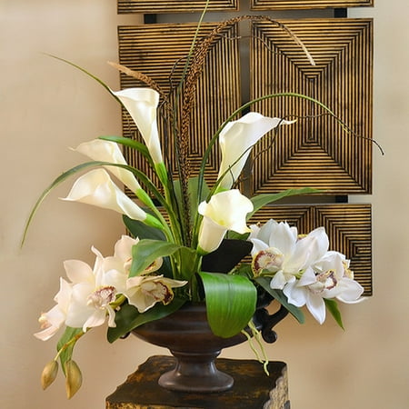 Fl Home Decor Calla Lily And Orchid Silk Flower Arrangement Fl Home Decor Calla Lily And Orchid Silk Flower Arrangement