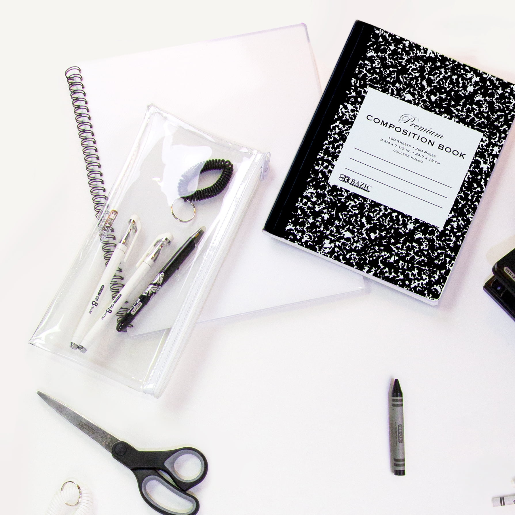 BAZIC Premium Composition Book Black Marble College Ruled 100 Sheet Notebook, 48-Pack