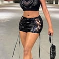 thumbnail image 4 of Falda Corta Ajustada Gyaru Bodycon Falda corta Mujeres Sexy Mini falda Verano Casual Falda (Negro S) Ygjytge para Mujer Negro T M, 4 of 7