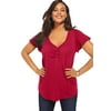 Roaman's Women's Plus Size Flutter-Sleeve Sweetheart Ultimate Tee Long T-Shirt Top