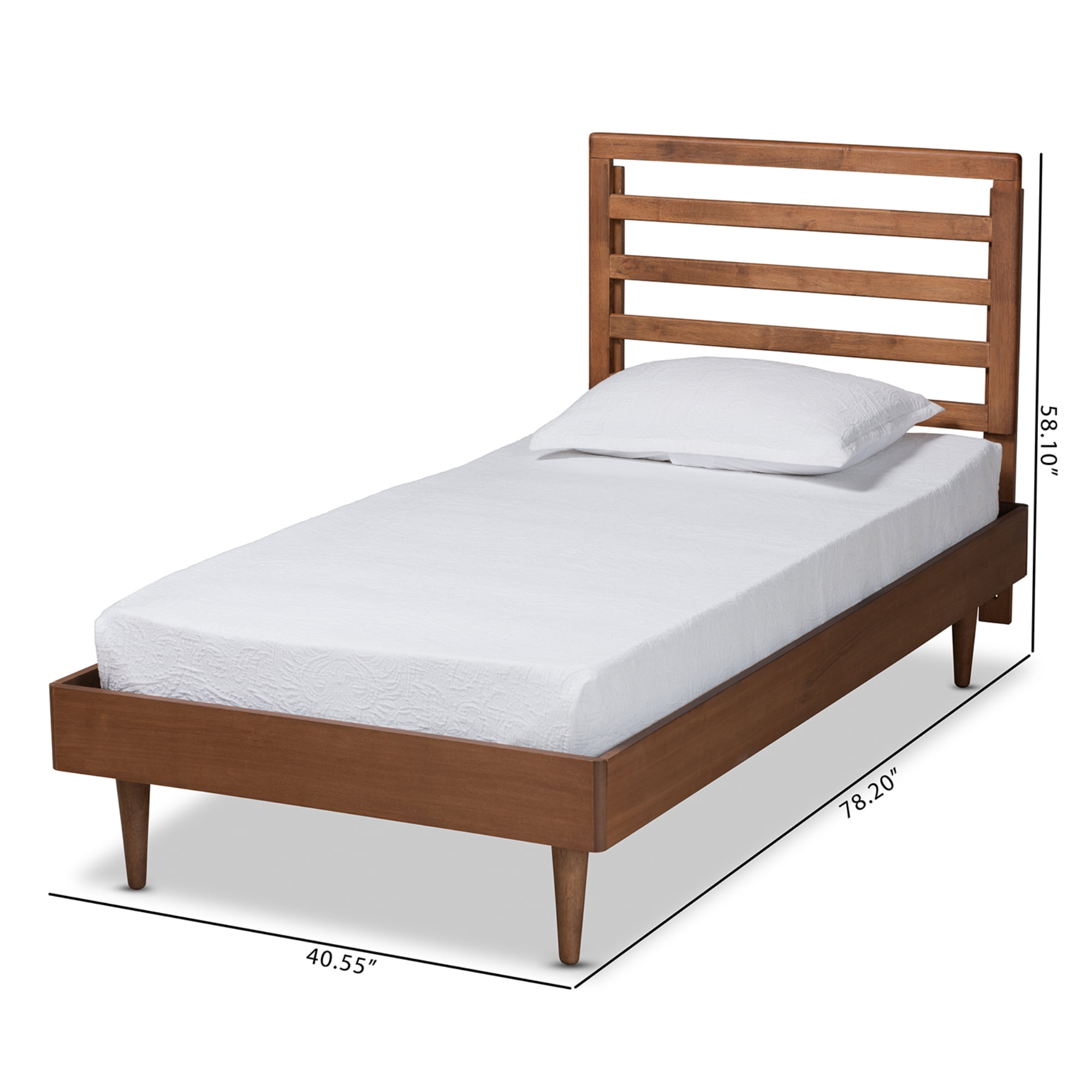 Baxton Studio Ryo Mid-Century Engineered Wood Platform Bed, Twin, Walnut Brown