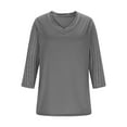 thumbnail image 4 of TKLPEHG 3/4 Sleeve Tops for Women Slim Fit Three Quarter Sleeve Tshirts Soft V-Neck Solid Color Spring Lightweight Shirt (Gray,S), 4 of 9