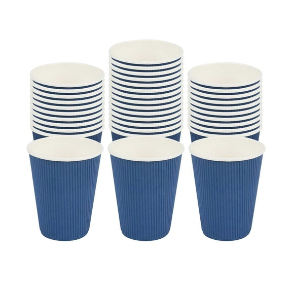 12 oz Midnight Blue Paper Coffee Cup - Ripple Wall - 3 1/2" x 3 1/2" x 4 1/4" - 500 count box