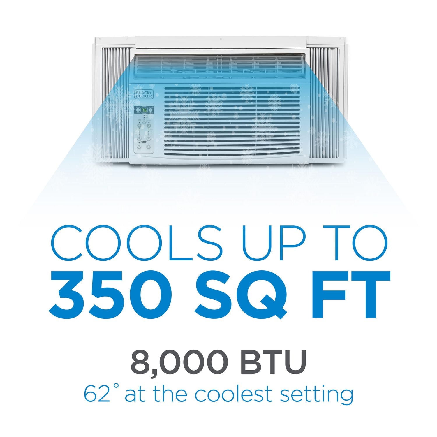 BLACK+DECKER BD08WT6 8000 BTU Window Air Conditioner Unit, AC Cools Up to 350 Square Feet, Energy Efficient, White