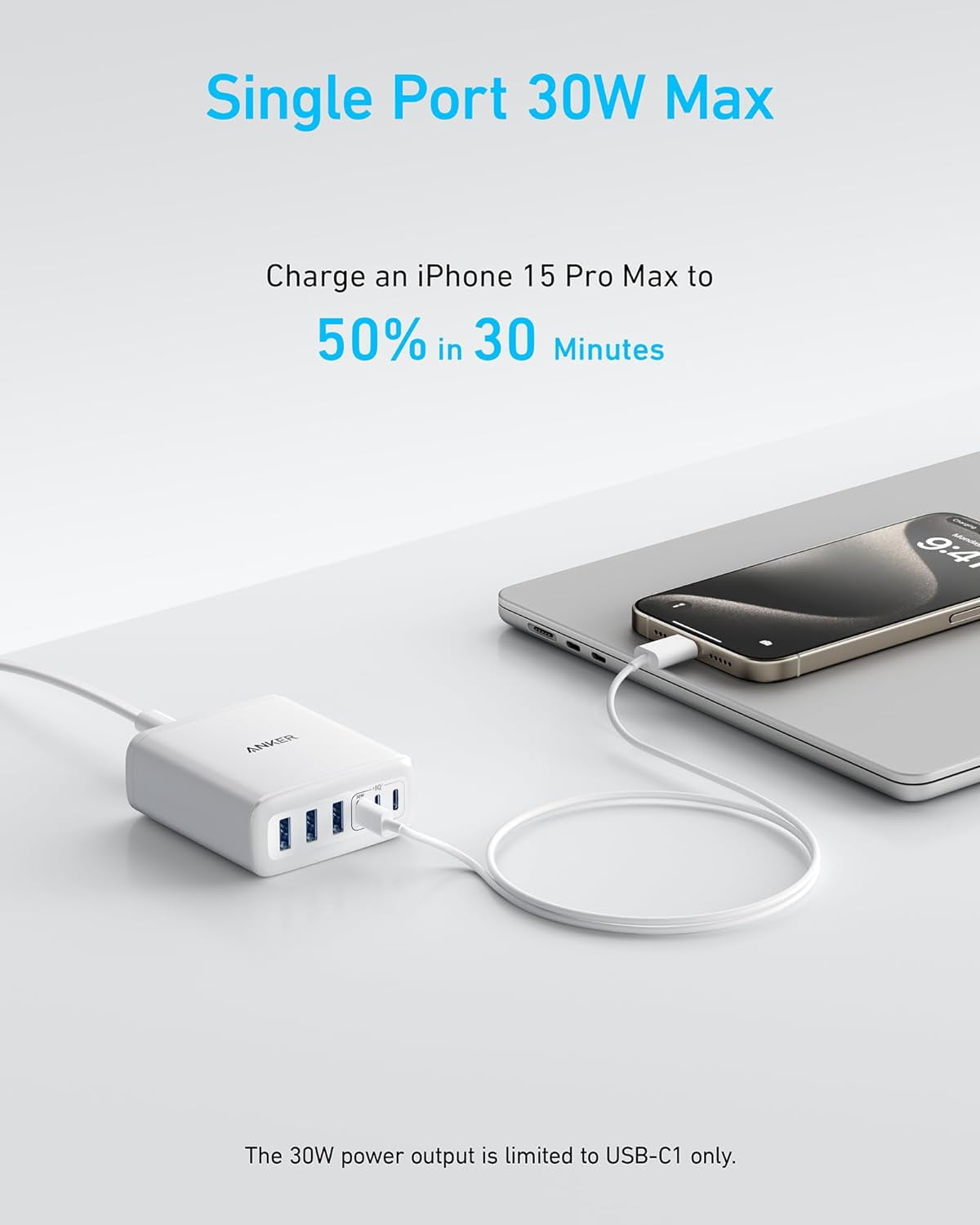 Anker Desktop Charger, Fast Charging USB C Charger, 112W Max 6-Port Charging Station