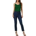 thumbnail image 2 of INSPIRE CHIC Camisole en Satin pour Femme à Col en V à Bretelles Spaghetti en Soie Pyjama de Détente Blouse TG Vert Rétro, 2 of 6