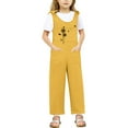 thumbnail image 2 of Weebloom Overalls for Girls Outdoor Casual School With Round Neck Design Ages 5-14 Comfortable and Stylish With Pockets Girls' Jumpsuits Rompers Yellow 7-8 Years, 2 of 7