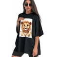 thumbnail image 3 of Plus Size Shirt for Women Black Tops for Women Short Sleeves Shirt for Women Lion T Shirt Crewneck Shirt for Women XL, 3 of 5