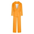 thumbnail image 3 of Jinhomg Women's Summer 2 Piece Outfits 2025 Open Front Lapel Collar Business Blazers with Long Jogger Pants Fashion Office Work Suits Sets Orange S, 3 of 7