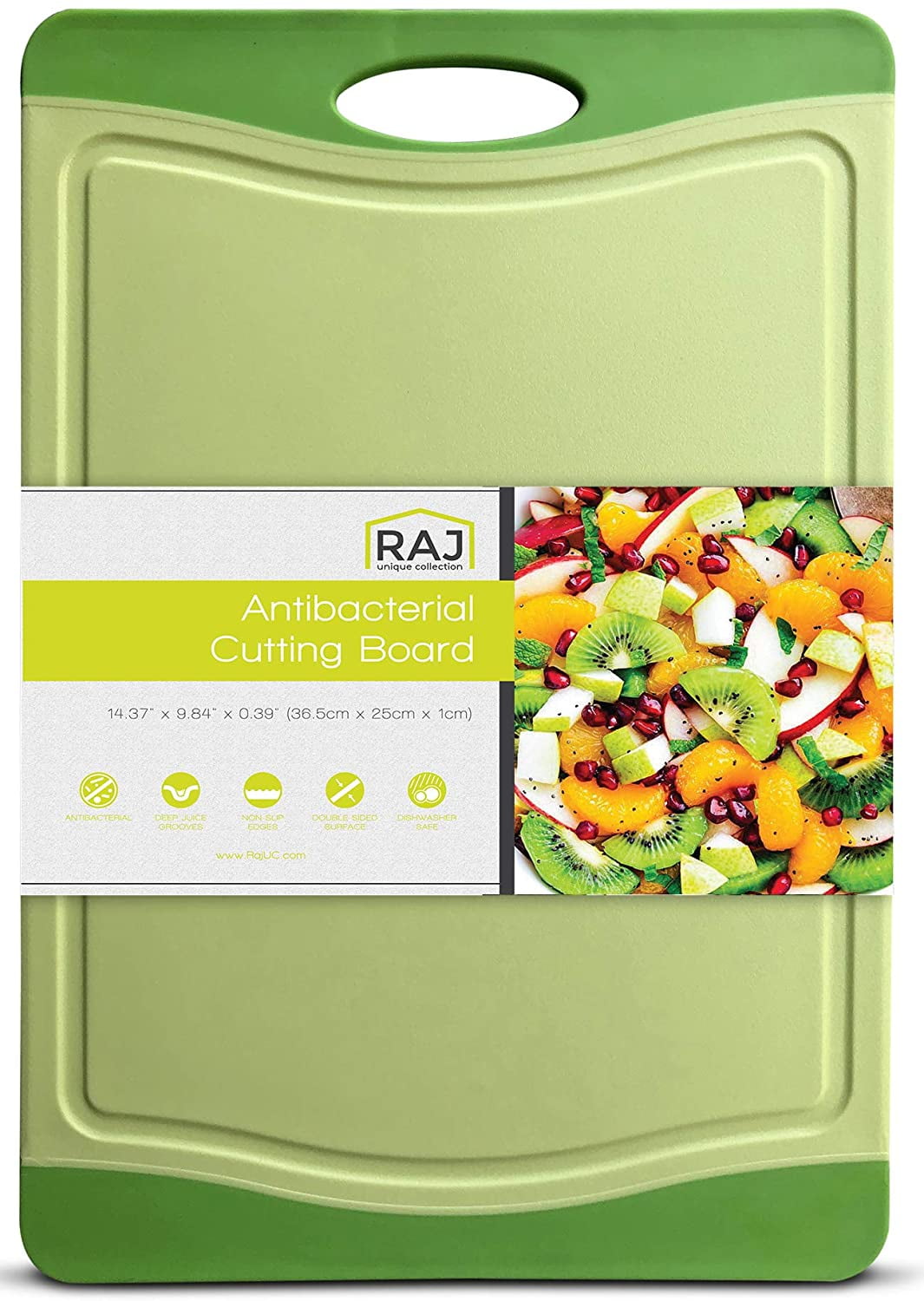 Lime Green Reversible Plastic Cutting Board with Juice Groove
