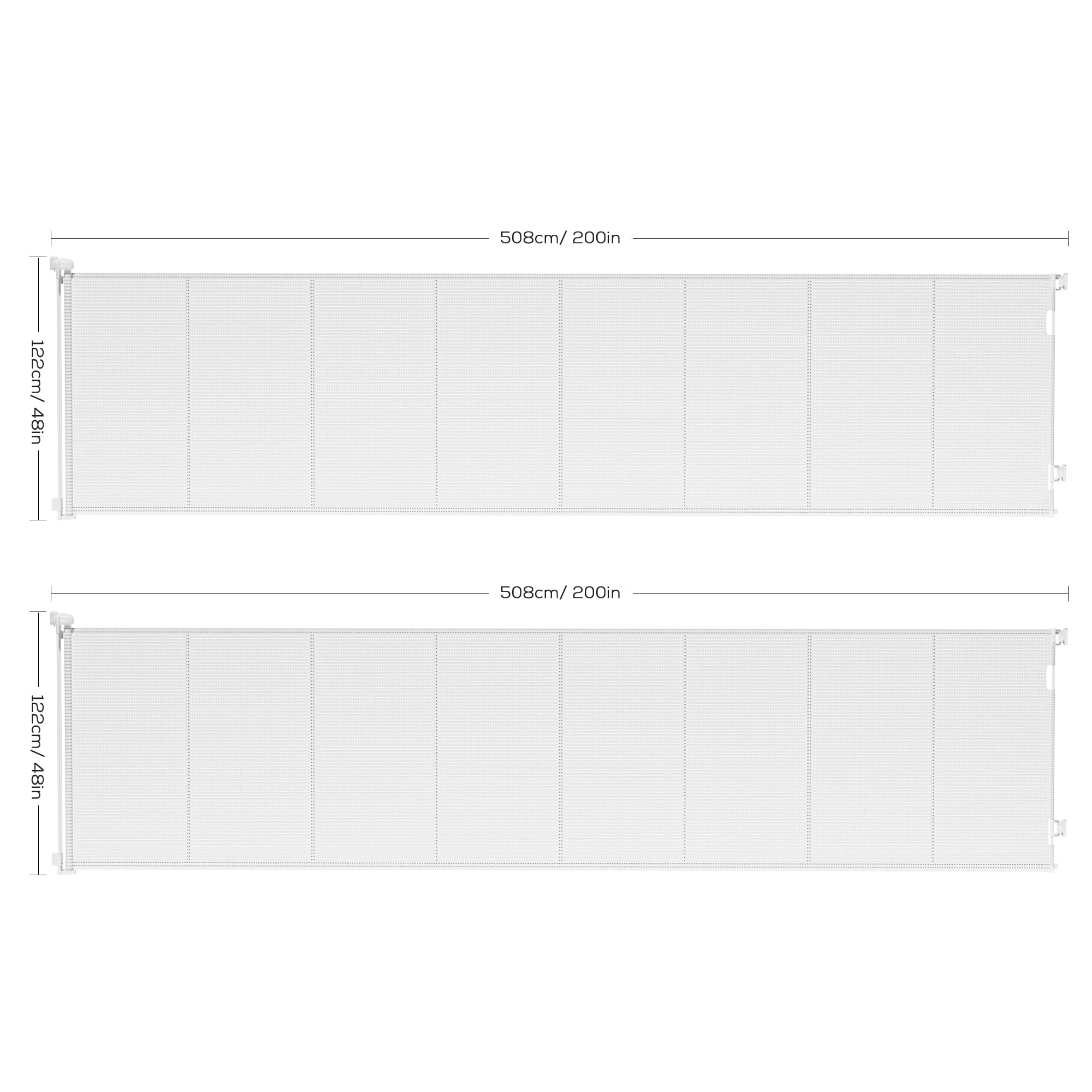 TULILLO Retractable Baby Gate 200" Extra Wide, 42in Tall, Double Lock, Retractable Dog Gate for Doorways Stairs Hallways Indoor and Outdoor, White