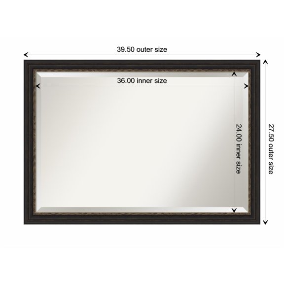 Amanti Art Accent Bronze Narrow Beveled Wood Wall Mirror 27.5 x 39.5 in.