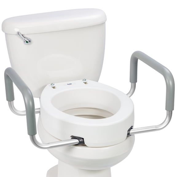 Soaids 3.5 inch Raised Toilet Seat with Handles for Seniors, Fits Elongated Toilets, 300 lb Capacity