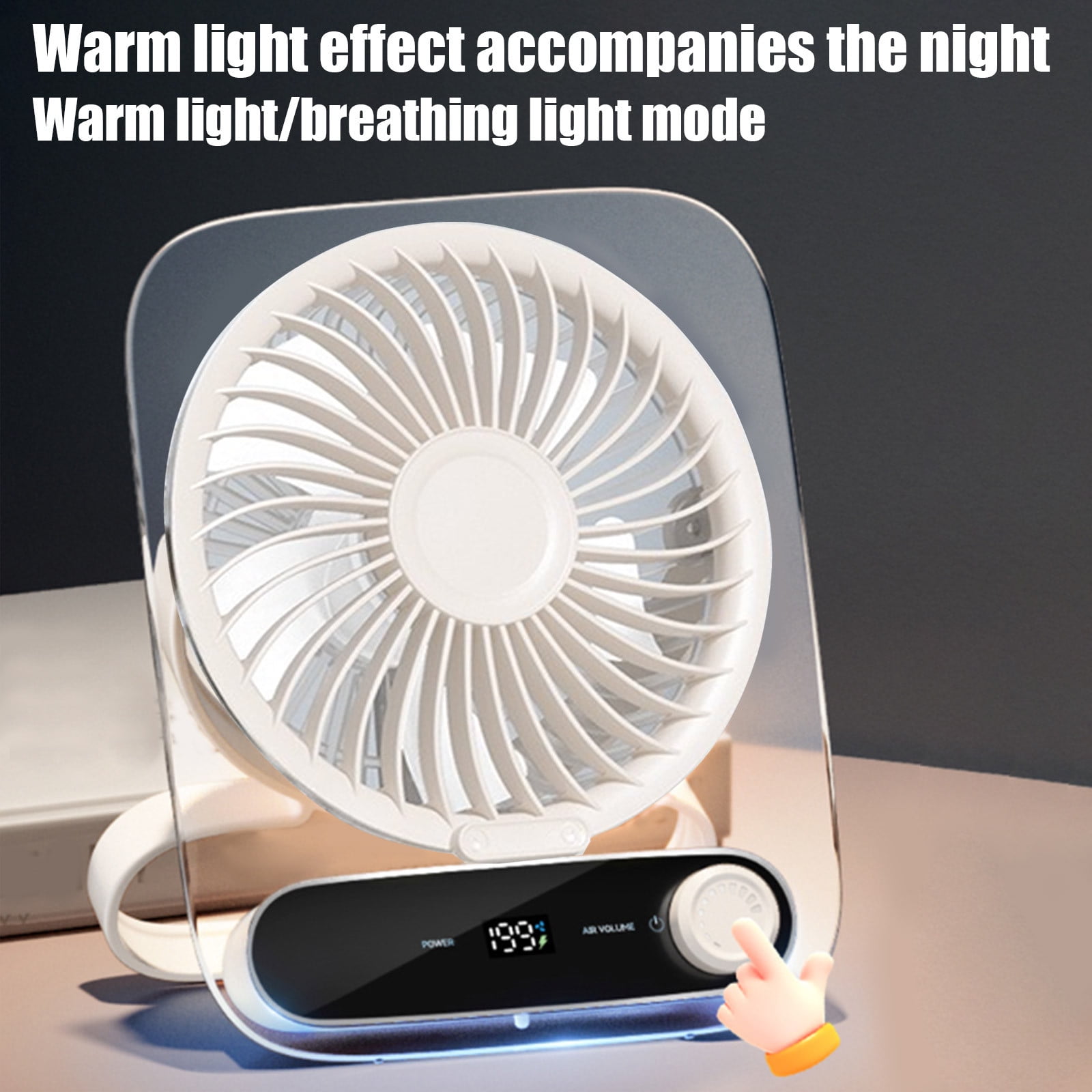 Small Desk Fan Quiet,Strong Airflow Fan Quiet Digital Display Air Circulator Fan,Ultra Quiet 180° Wide Angle Angle Foldable,portable USB Recharging,Small Fans for Bedroom Home Office