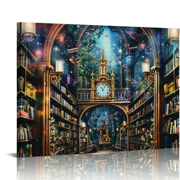 FCXZI  Mysterious Bookshelf Tapestry - Galaxy Space Library Fantasy Landscape Vintage Aesthetic Book Decoration Wall Hanging Decor for Bedroom Home 16x12in