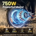 thumbnail image 4 of TakeMov Electric Bike for Adults, 750W Motor, 60 Miles, 20"x4" Fat Tire Off-Road Ebike, 48V/15Ah, 7-Speed, E Mountain Bike, NFC Unlock, UL2849, 4 of 11