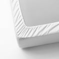 thumbnail image 4 of Violet Linen Premium Ultimate Percale, Luxury Ultra Soft Brushed Polyester Cotton, Extra Soft and Comfortable, White, Twin, Luxurious, Fitted Sheet, 4 of 5