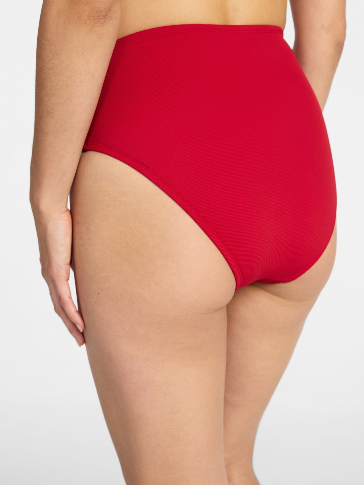Time and Tru Women's Ribbed High Waisted Bikini Bottoms, Sizes XS-3X