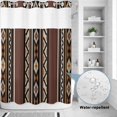 thumbnail image 2 of No Hook Shower Curtain, Brown Boho Shower Curtains for Bathroom with See Through Top Window, Vintage Ethnic Tribe Retro Abstract Art Waterproof & Washable Bath Curtain Extra Long 72"x84", 2 of 9