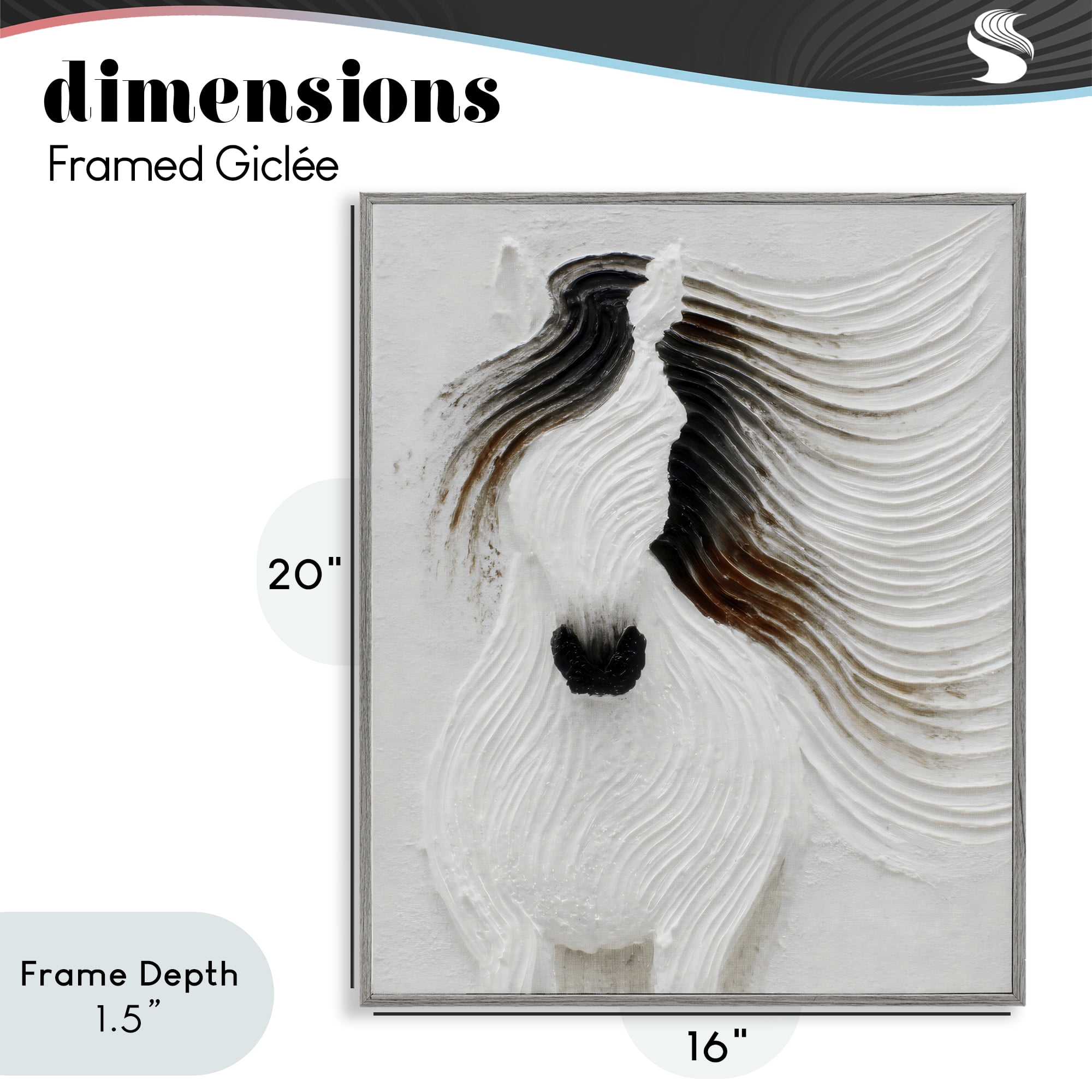 Stupell Industries Grooved Horse in Flowing Motion Gray Framed Giclee Art, design by Ink Drop Loft