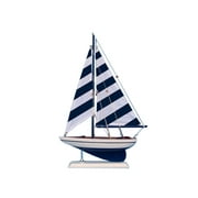 Blue Striped Pacific Sailer 17" - Wooden Model Sailing Ship - Sailboat Model- Nautical Dcor