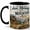 Black, variant on Cabin Mornings and Mountain Air Coffee Mug, Rustic Cabin Landscape Design, 11 oz Ceramic Cup